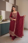 Ssc 677 Heavy Faux Georgette Embroidery Work Gown With Sharara Dupatta Online Wholesale